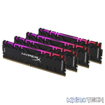 Kingston HyperX Predator RGB 32GB (4 x 8GB) DDR4 DRAM 3000MHz CL15 1.35V HX430C15PB3AK4/32 Memory Kit  Black